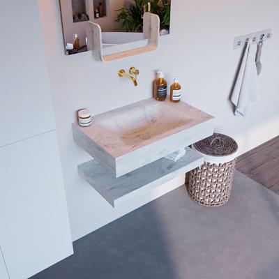 MONDIAZ ALAN-DLUX 70cm planchet Opalo. Vrijhangende wastafel CLOUD midden zonder kraangat, kleur Opalo. MONDIAZ ALAN-DLUX 70cm planchet Opalo. Vrijhangende wastafel CLOUD midden zonder kraangat, kleur Opalo.