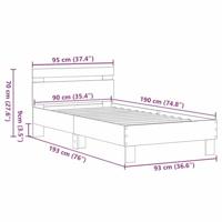 Bedframe met hoofdeinde Zwart eiken 90 x 190 cm Bewerkt hout - thumbnail