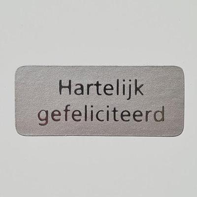 Etiket Hartelijk gefeliciteerd zilver/z
