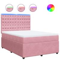 Boxspring met matras fluweel roze 140x200 cm - thumbnail