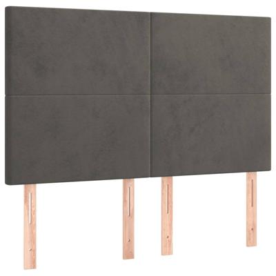 Hoofdborden 4 st 72x5x78/88 cm fluweel donkergrijs