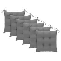 Tuinstoelen 6 st met kussens massief teakhout - thumbnail