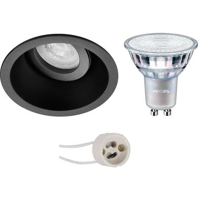 GU10 Inbouwspot Set - Mat Zwart - Inbouw Rond - Kantelbaar - Philips - MASTER 927 36D VLE - DimTone Dimbaar - Pragmi Zano Pro - 4.9W - Warm Wit 2200K-2700K - Ø93mm