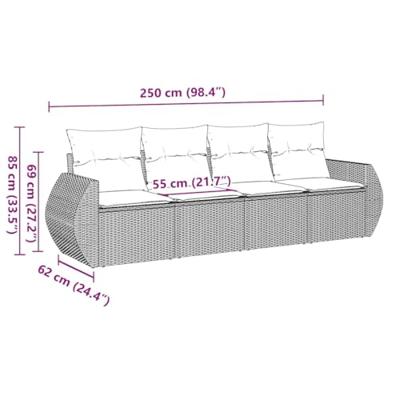 4-delige Loungeset met kussens poly rattan zwart 4-delige Loungeset met kussens poly rattan zwart