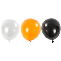 Creativ Company Ballonnen, rond, d 23-26 cm, zwart, oranje, wit, 10 stuk/ 1 doos - thumbnail