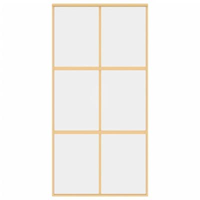 Schuifdeur 102,5x205 cm helder ESG-glas en aluminium goudkleur - thumbnail