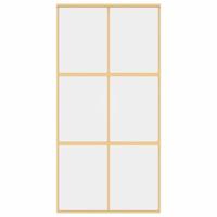 Schuifdeur 102,5x205 cm helder ESG-glas en aluminium goudkleur - thumbnail