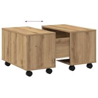 Salontafel 60x60x38 cm bewerkt hout artisanaal eikenkleurig - thumbnail
