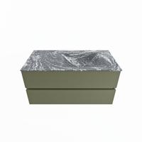 MONDIAZ VICA-DLUX 100cm badmeubel onderkast Army 2 lades. Inbouw wastafel CLOUD rechts 1 kraangat, kleur Lava. - thumbnail