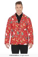 Rode Kerstmis Blazer Heren Kerstsymbolen - thumbnail