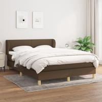 Boxspring met matras stof donkerbruin 140x190 cm - thumbnail