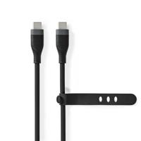 Nedis CCGB60820BK15 Usb-kabel Usb 2.0 Usb-c™ Male Usb-c™ Male 60 W 480 Mbps Vernikkeld 1.50 M Rond Silicone Zwart Doos - thumbnail