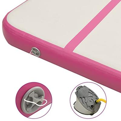 VidaXL Gymnastiekmat met pomp opblaasbaar 600x100x20 cm pvc roze - thumbnail