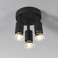 QAZQA Industriële spot zwart kantelbaar rond 3-lichts - Jeany - thumbnail