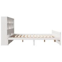 Bed met boekenkast zonder matras grenenhout wit 140x190 cm - thumbnail