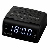 Sunstech FRD35U wekkerradio met dubbel alarm, LED-display, FM, USB, hoofdtelefoonaansluiting, zwart - thumbnail