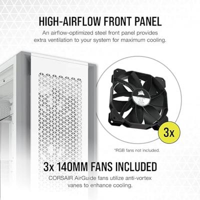 Corsair CORSAIR 7000D AIRFLOW - FT - E-ATX - Seitenteil mit Fenster (gehärtetes Glas) Full Tower PC-behuizing Wit