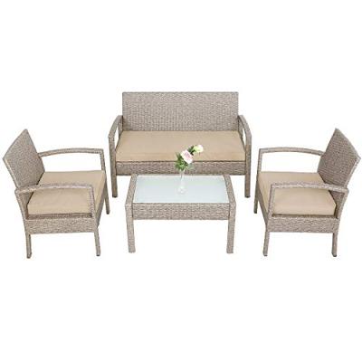 Polyrattan Tuinzitgroep 4-delig. Creme