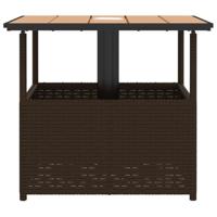 Tuintafel met parasolgat 55x55x46,5 cm poly rattan bruin - thumbnail