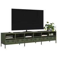 Tv-meubel 202x39x43,5 cm koudgewalst staal olijfgroen - thumbnail