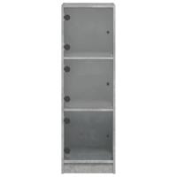 Hoge kast met glazen deuren 35x37x109 cm betongrijs - thumbnail