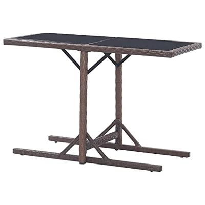 Tuintafel 110x53x72 cm glas en poly rattan bruin - thumbnail