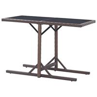 Tuintafel 110x53x72 cm glas en poly rattan bruin - thumbnail