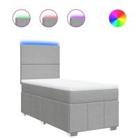 Boxspring met matras stof lichtgrijs 90x190 cm - thumbnail