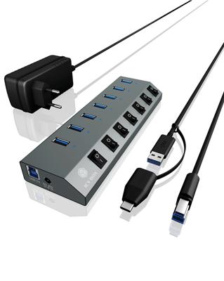 ICY BOX IB-HUB1701-C3 7-poorts USB 3.0 Type-A Hub