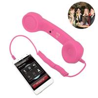 3.5 mm plug Mic retro telefoon anti-straling mobiele telefoon handset ontvanger (roze) - thumbnail