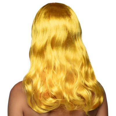 Pruik lang haar chique geel
