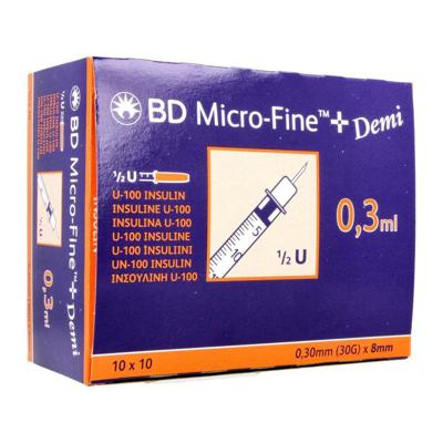 Bd Microfine+ Ins.sp.demi 0,3ml 30g 8mm 100 324826