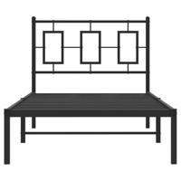 Bedframe met hoofdbord metaal zwart 90x200 cm - thumbnail