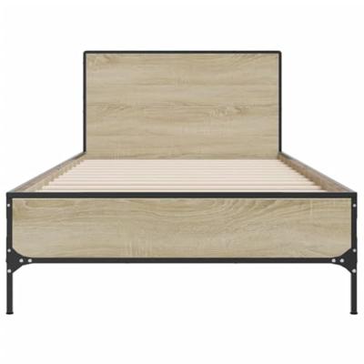 Bedframe bewerkt hout en metaal sonoma eikenkleurig 90x190 cm Bedframe bewerkt hout en metaal sonoma eikenkleurig 90x190 cm
