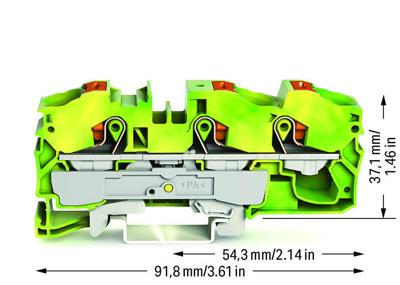 WAGO 2216-1307 Aardingsklem 12 mm Push-In-klem Groen, Geel 20 stuk(s)