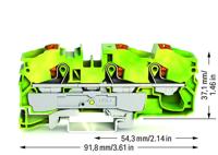 WAGO 2216-1307 Aardingsklem 12 mm Push-In-klem Groen, Geel 20 stuk(s) - thumbnail
