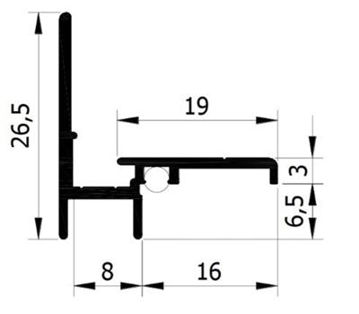 Beglazingsprofiel G8 alu geanodiseerd binnen beglazing