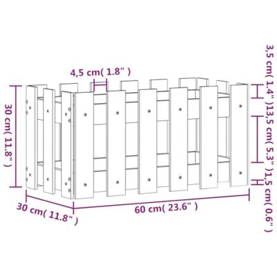 VidaXL Plantenbak met hekontwerp 60x30x30 cm massief grenenhout zwart