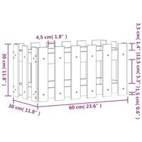 Plantenbak met hekontwerp 60x30x30 cm massief grenenhout zwart - thumbnail