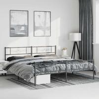 Bedframe met hoofd- en voeteneinde metaal zwart 183x213 cm - thumbnail
