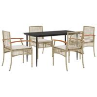 5-delige Tuinset met kussens poly rattan beige - thumbnail