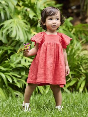 Katoenen babyjurk rood