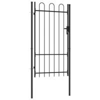 VidaXL Poort met gebogen bovenkant enkel 1x1,75 m staal zwart - thumbnail