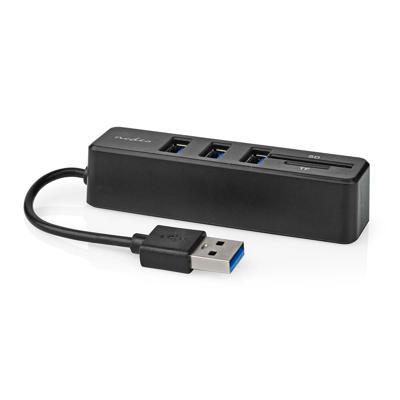Nedis USB-Hub | 1x USB-A | 3x USB A Female | 5-Poorts poort(en) | USB 2.0 | USB Gevoed | SD & MicroSD - CCGB60250BK01
