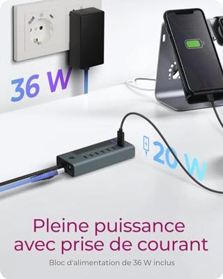 ICY BOX 7-port usb-c 3.2 gen 2 usb-hub (blauwgrijs)
