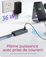 ICY BOX IB-HUB1457-C31 USB 3.2 Gen 1 (3.1 Gen 1) Type-C 10000 Mbit/s Blauw, Grijs - thumbnail