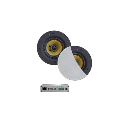 Wifi-Audio Versterker Aquasound Airplay + DLNA 30W Inclusief Speakerset Aquasound Rumba 116 mm Wit Aquasound