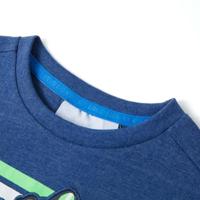 Kindershirt 116 gemleerd donkerblauw - thumbnail