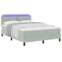 Boxspringbed met matras en LED fluweel lichtgrijs 160x200 cm - thumbnail