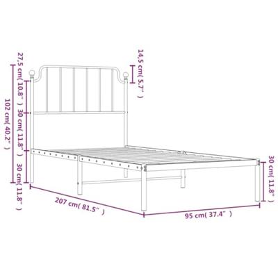 Bedframe met hoofdbord metaal zwart 90x200 cm